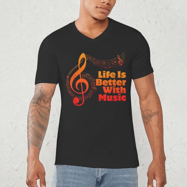 Life Is Better With Music Theory Musician Teacher Notes Clef Men's V-Neck T-Shirt, novelty gifts, funny gifts