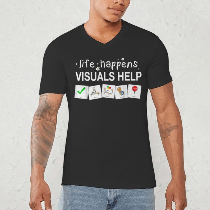 Life Happens Visuals Help Special Education Teacher Aide Men's V-Neck T-Shirt, novelty gifts, funny gifts Life Happens Visuals Help Special Education Teacher Aide Men's V-Neck T-Shirt, novelty gifts, funny gifts