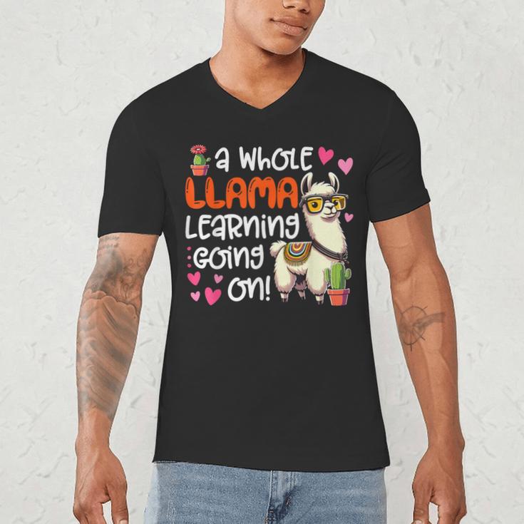 Llama Learning Teachers Students Alpaca Lover Back To School Men's V-Neck T-Shirt, novelty gifts, funny gifts Llama Learning Teachers Students Alpaca Lover Back To School Men's V-Neck T-Shirt, novelty gifts, funny gifts