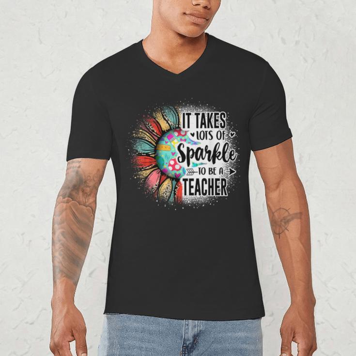 It Take Lots Of Sparkle To Be A Teacher With Sunflower Men's V-Neck T-Shirt, novelty gifts, funny gifts