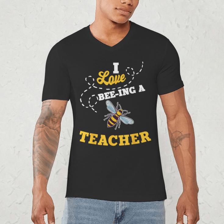 I Love Bee-Ing A Teacher Honey Bee Job Profession Men's V-Neck T-Shirt, novelty gifts, funny gifts