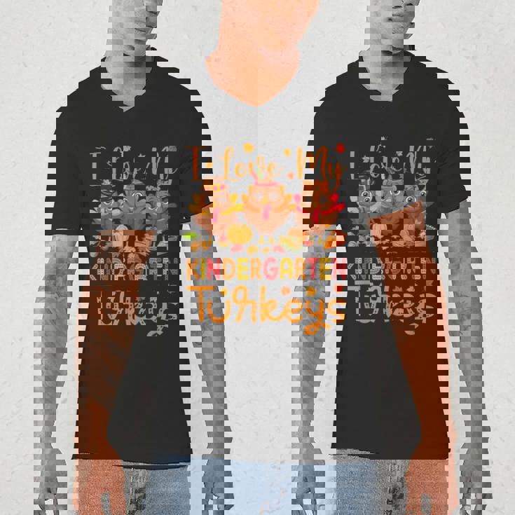 I Love My Kindergarten Turkeys Thanksgiving Teacher Students Men&#x27;s V-Neck T-Shirt, novelty gifts, funny gifts