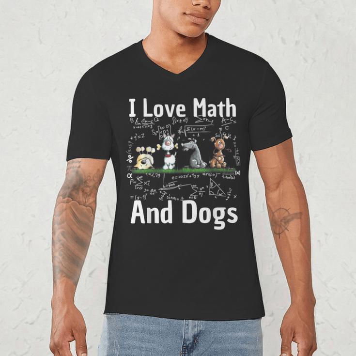 I Love Maths And Dogs Puppy Dog Lover Teacher Student Men's V-Neck T-Shirt, novelty gifts, funny gifts