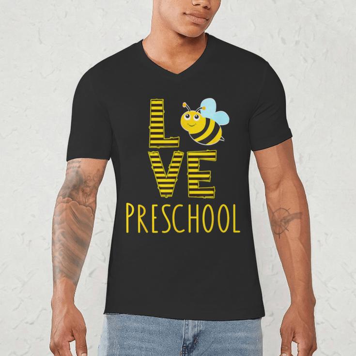 Love Preschool Back To School Yellow Bee Preschool Teacher For Men Women Girls Kids Men's V-Neck T-Shirt, novelty gifts, funny gifts