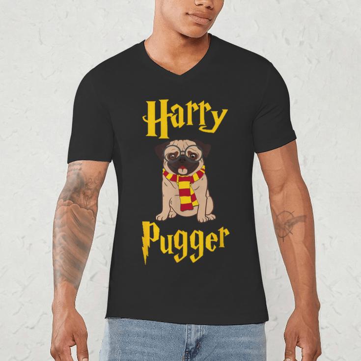 Lovely Harry Pugger Pug Men's V-Neck T-Shirt, novelty gifts, funny gifts