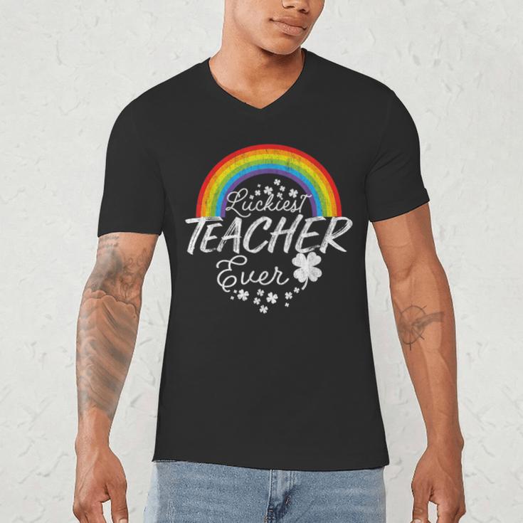 Luckiest Teacher Ever Rainbow- St Patricks Day Teacher Men's V-Neck T-Shirt, novelty gifts, funny gifts Luckiest Teacher Ever Rainbow- St Patricks Day Teacher Men's V-Neck T-Shirt, novelty gifts, funny gifts