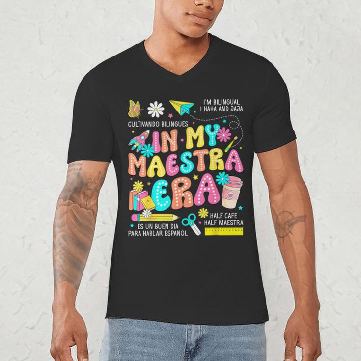 In My Maestra Era Spanish Bilingual Teacher Back To School Men's V-Neck T-Shirt, novelty gifts, funny gifts