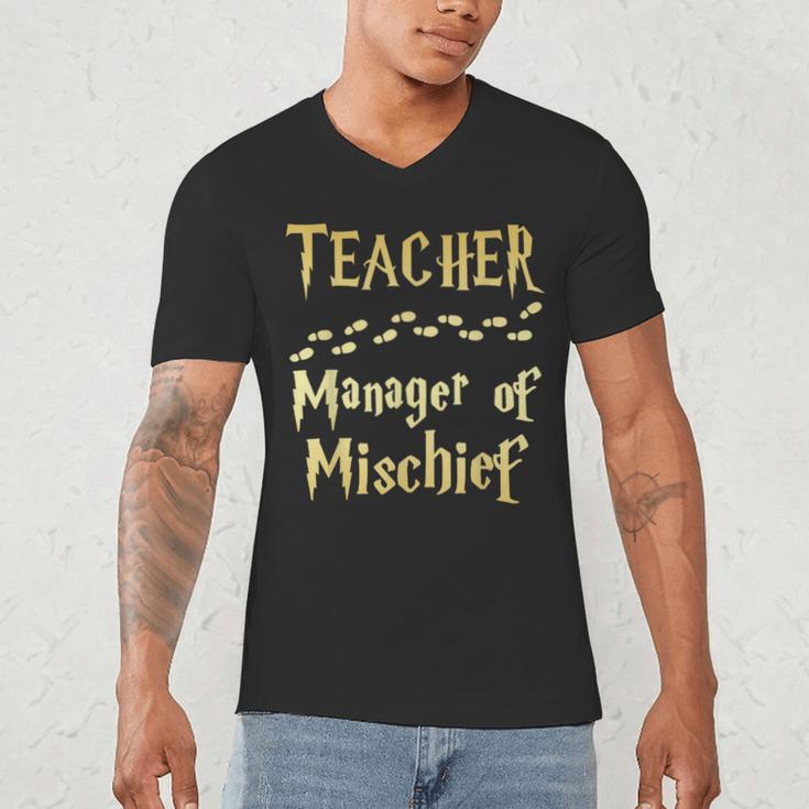 Magical Teacher Manager Of Mischief Birthday Family Party Men's V-Neck T-Shirt, novelty gifts, funny gifts