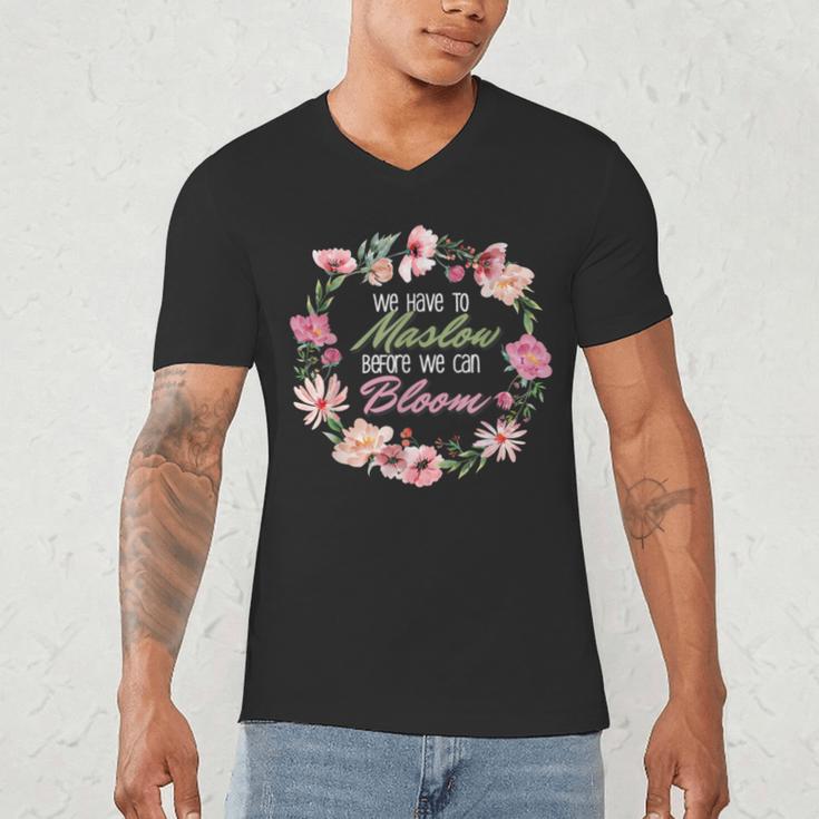 Maslow Before Blooms SPED Teacher School Psychologist Retro Men Women Men's V-Neck T-Shirt, novelty gifts, funny gifts
