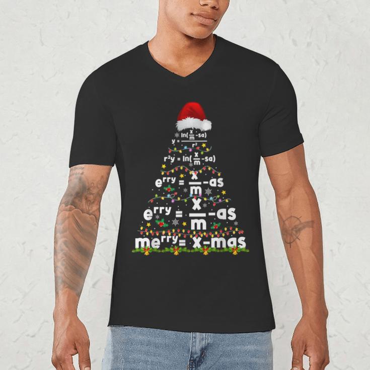 Math Equation Merry Xmas Season Teacher Christmas Tree Men's V-Neck T-Shirt, novelty gifts, funny gifts