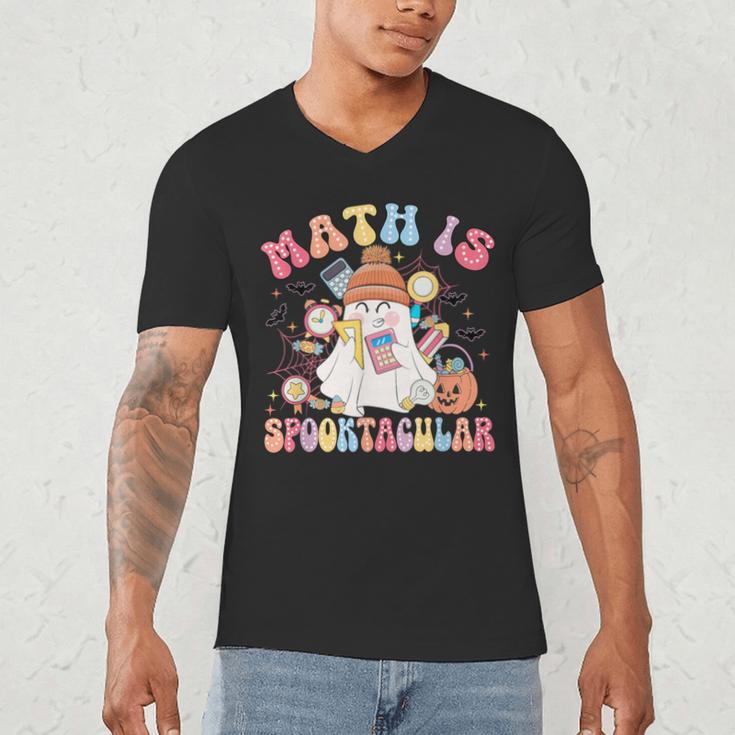 Math Is Spooktacular Math Teacher Spooky Halloween Men's V-Neck T-Shirt, novelty gifts, funny gifts