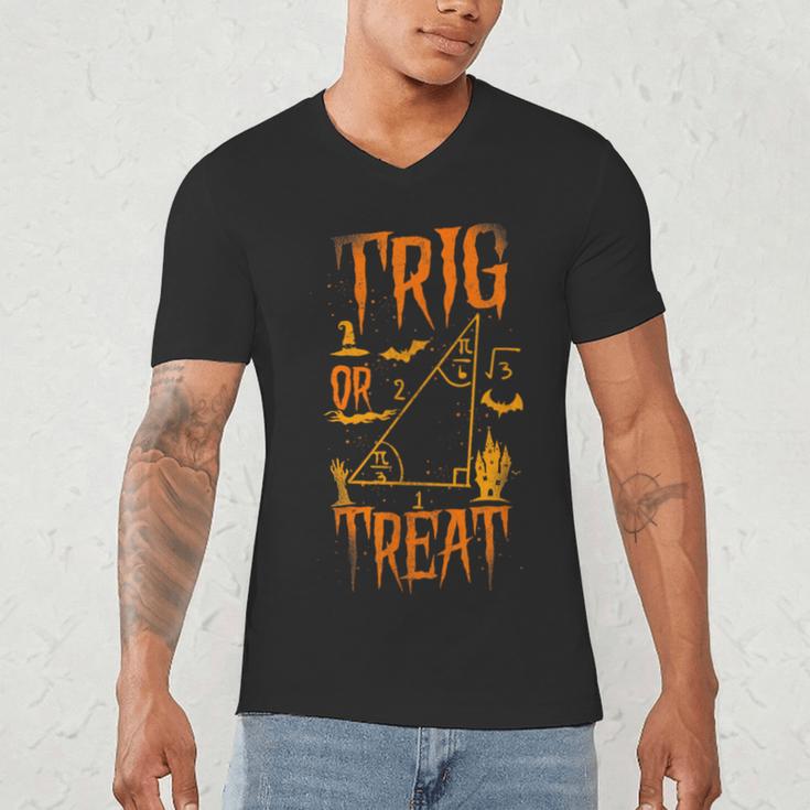 Math Teacher Nerd Student Halloween Trig Or Treat Men's V-Neck T-Shirt, novelty gifts, funny gifts