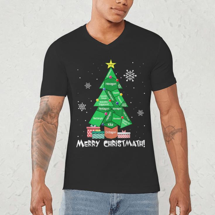 Math Teacher Polygon Christmas Tree Geometry Merry Christmas Men's V-Neck T-Shirt, novelty gifts, funny gifts