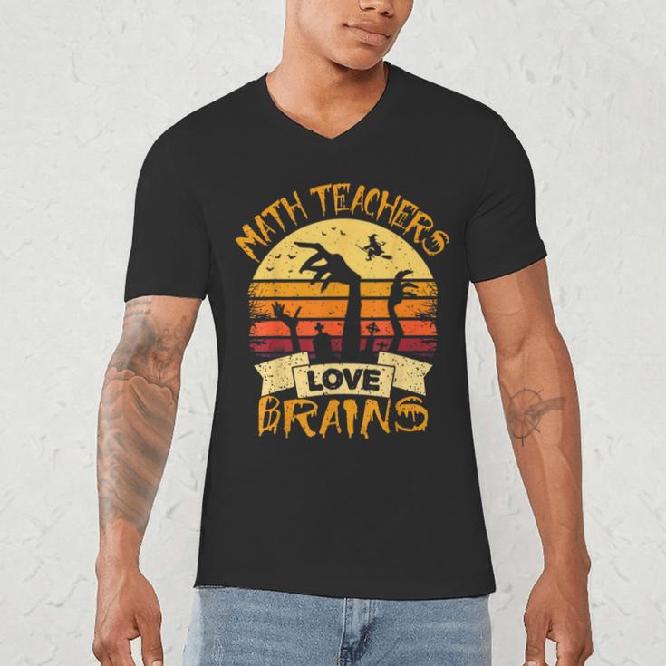 Math Teacher Shirt Math Teachers Love Brains Halloween Math For Men Women Men's V-Neck T-Shirt, novelty gifts, funny gifts