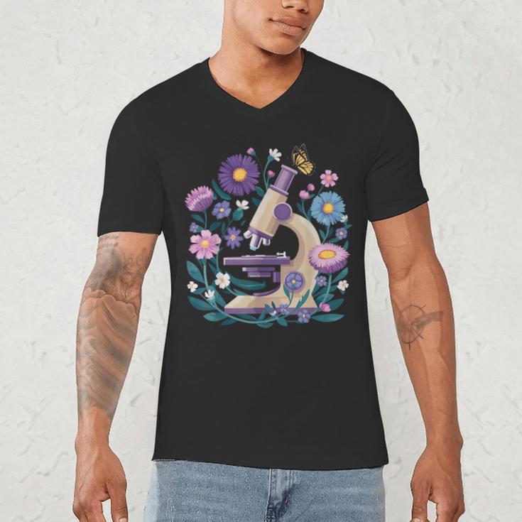 Microscope Flower Butterfly Biology Science Teacher Student Men's V-Neck T-Shirt, novelty gifts, funny gifts Microscope Flower Butterfly Biology Science Teacher Student Men's V-Neck T-Shirt, novelty gifts, funny gifts