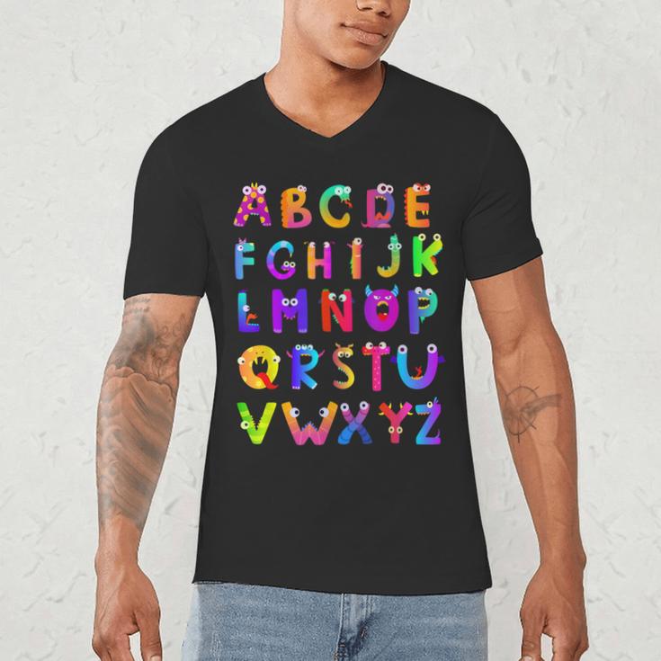 Monster ABC Cute Alphabet Halloween Teacher Costume Kids Men's V-Neck T-Shirt, novelty gifts, funny gifts Monster ABC Cute Alphabet Halloween Teacher Costume Kids Men's V-Neck T-Shirt, novelty gifts, funny gifts