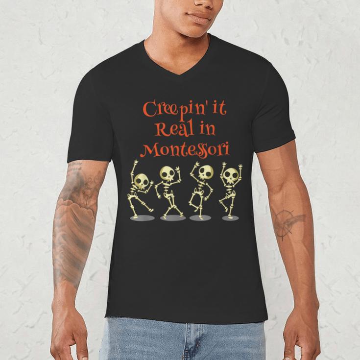 Montessori Creepin' It Real HALLOWEEN School Teacher Shirt Men's V-Neck T-Shirt, novelty gifts, funny gifts