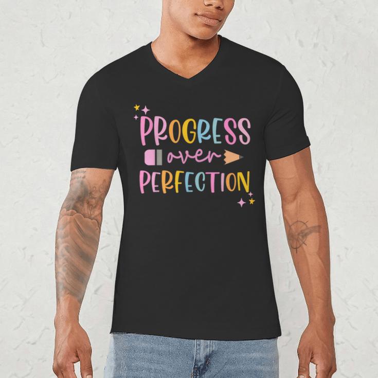 Motivational Progress Over Perfection Back To School Teacher Men's V-Neck T-Shirt, novelty gifts, funny gifts Motivational Progress Over Perfection Back To School Teacher Men's V-Neck T-Shirt, novelty gifts, funny gifts