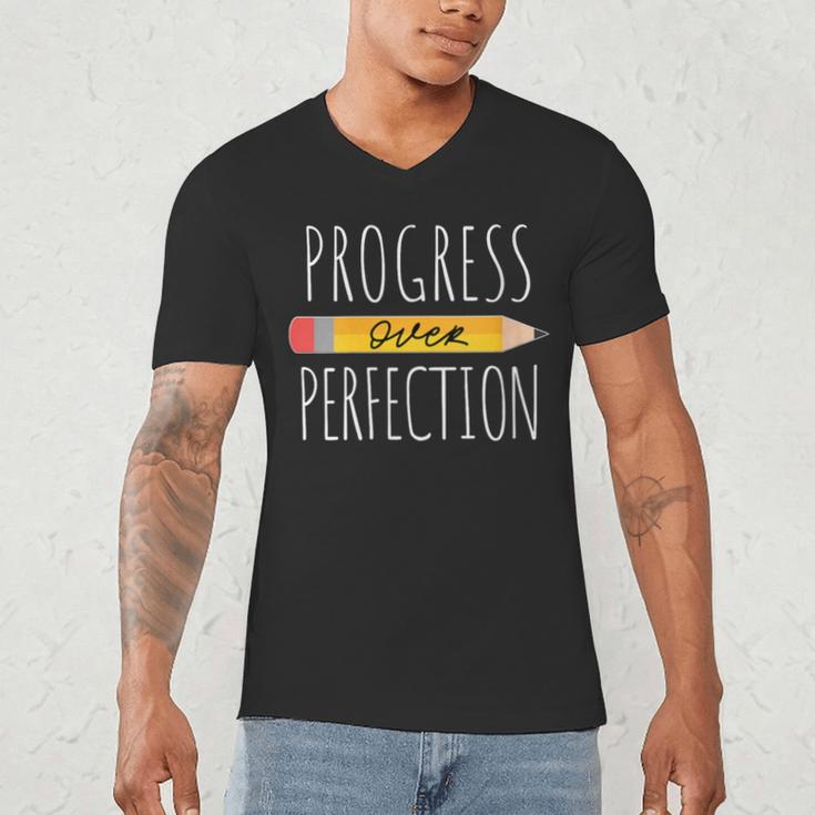 Motivational Progress Over Perfection Back To School Teacher Men's V-Neck T-Shirt, novelty gifts, funny gifts Motivational Progress Over Perfection Back To School Teacher Men's V-Neck T-Shirt, novelty gifts, funny gifts