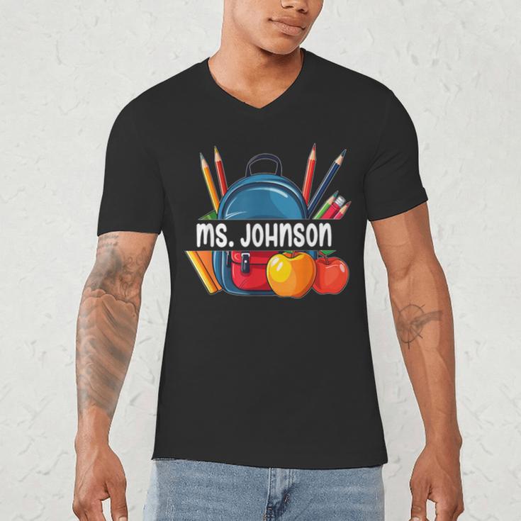 Ms Johnson Personalized Name Back To School Teacher For Men Women Kids Men's V-Neck T-Shirt, novelty gifts, funny gifts Ms Johnson Personalized Name Back To School Teacher For Men Women Kids Men's V-Neck T-Shirt, novelty gifts, funny gifts