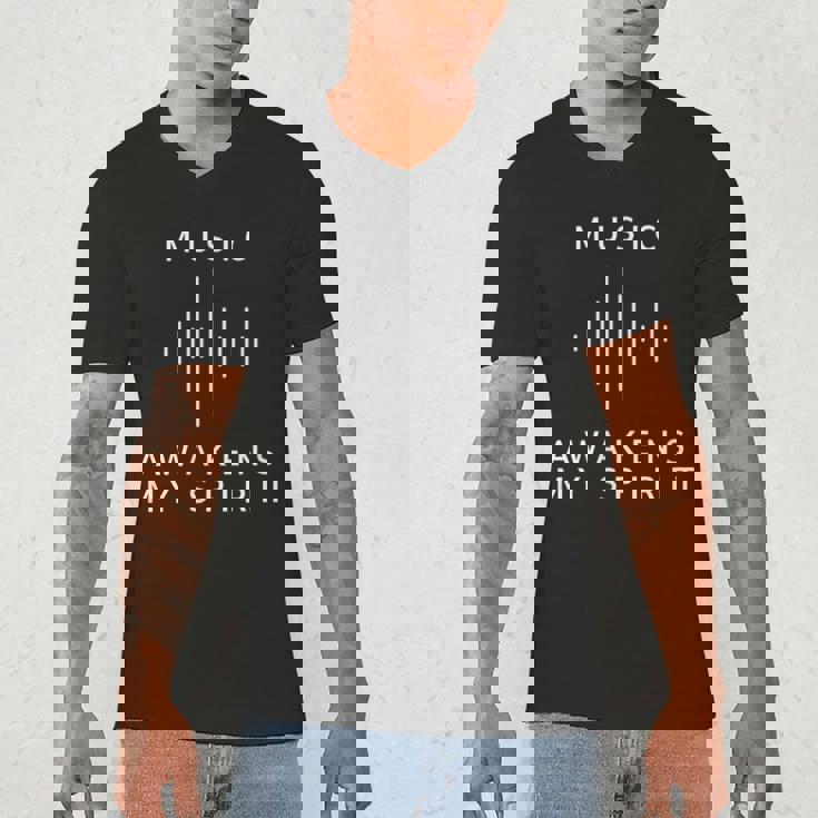 Music Awakens My Spirit Inspiring Musician Teacher Quote Men&#x27;s V-Neck T-Shirt, novelty gifts, funny gifts