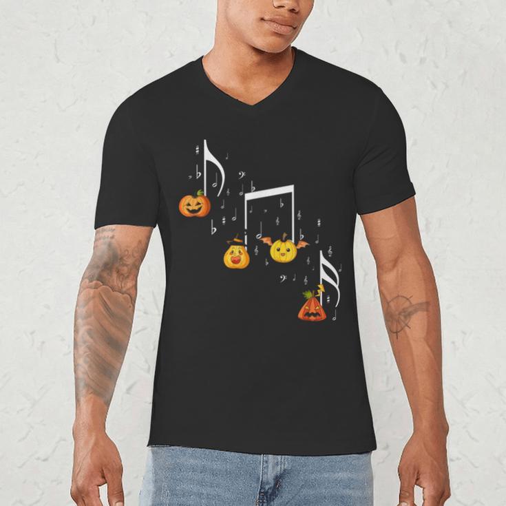 Music Note Pumpkin Fall Music Teacher Halloween Costume Men's V-Neck T-Shirt, novelty gifts, funny gifts