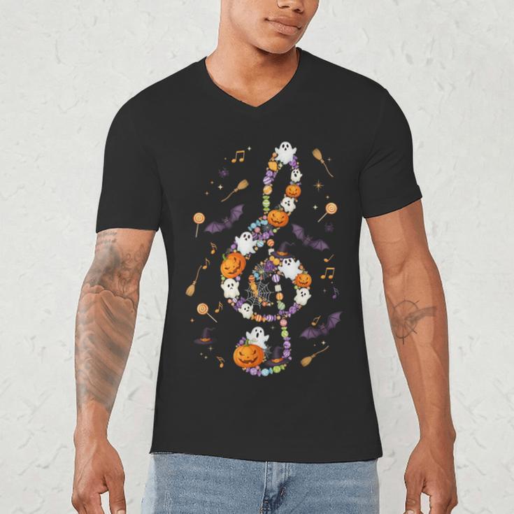 Music Note Symbol Halloween For Music Teacher Musicians Men's V-Neck T-Shirt, novelty gifts, funny gifts