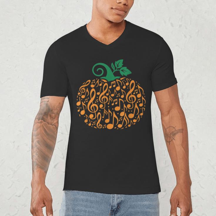 Music Notes Pumpkin Music Teacher Halloween Men's V-Neck T-Shirt, novelty gifts, funny gifts