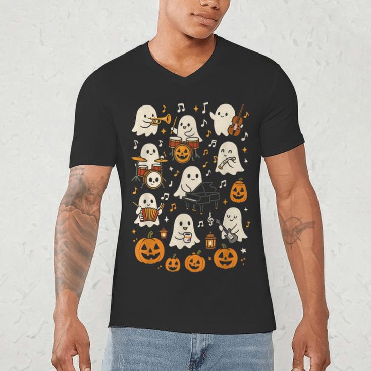 Music Teacher Orchestra Shirt Spooky Halloween Ghost Band Men's V-Neck T-Shirt, novelty gifts, funny gifts Music Teacher Orchestra Shirt Spooky Halloween Ghost Band Men's V-Neck T-Shirt, novelty gifts, funny gifts
