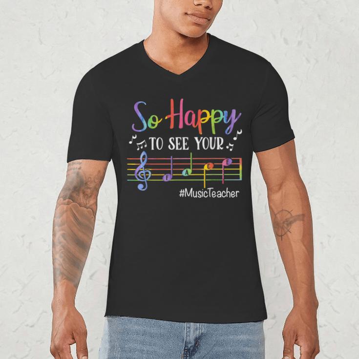 Music Teacher So Happy To See Your Face Back To School Men's V-Neck T-Shirt, novelty gifts, funny gifts