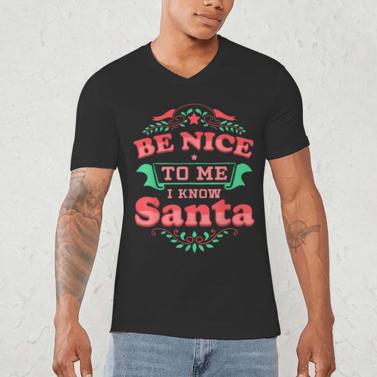Be Nice To Me I Know Santa Teacher Christmas Men Women Men's V-Neck T-Shirt, novelty gifts, funny gifts