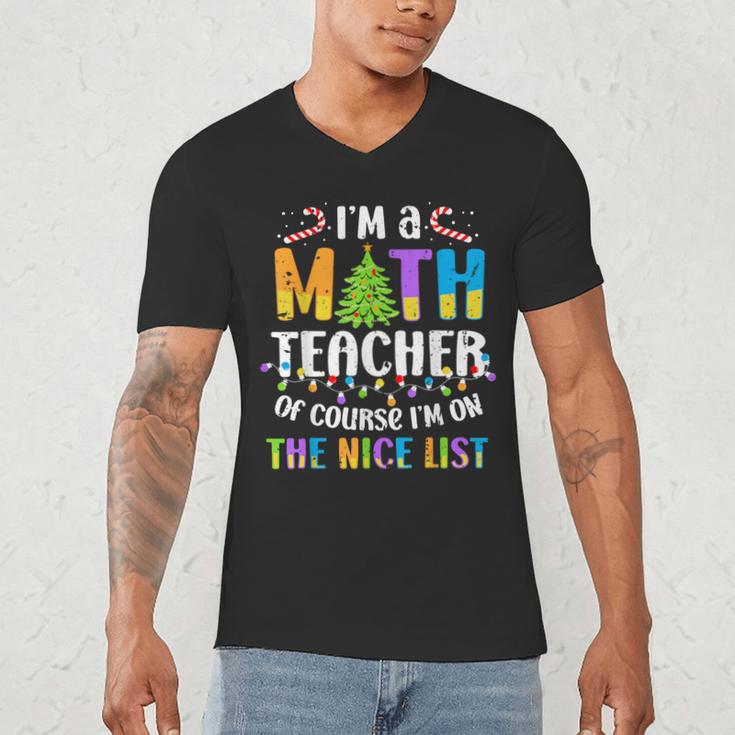 On The Nice List Christmas Math Teacher Women Men Men's V-Neck T-Shirt, novelty gifts, funny gifts On The Nice List Christmas Math Teacher Women Men Men's V-Neck T-Shirt, novelty gifts, funny gifts