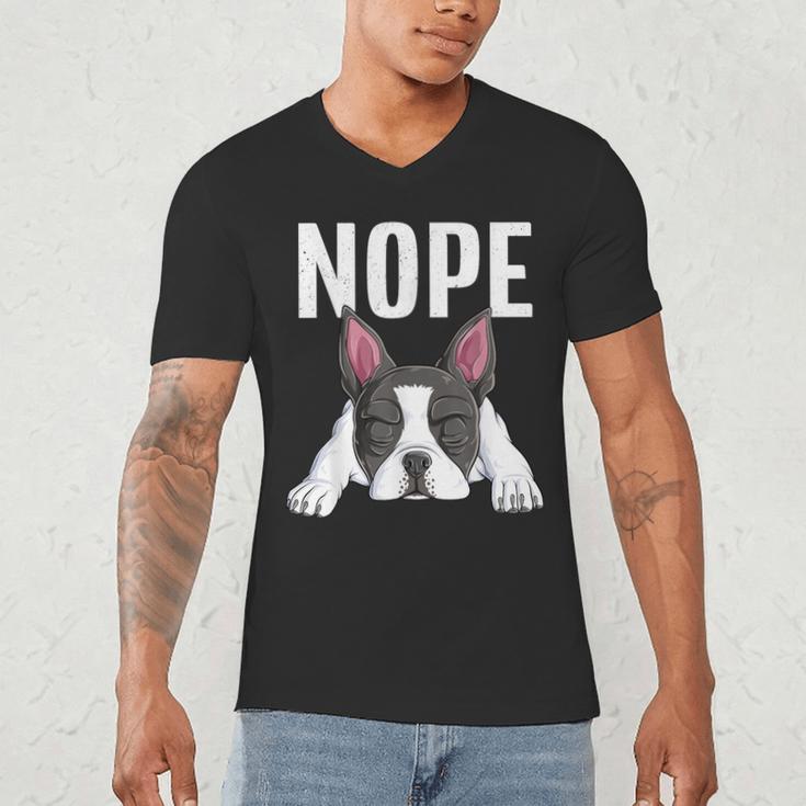 Nope Boston Terrier Puppy Dog Bostie Lover Men Women Girls Kids Men's V-Neck T-Shirt, novelty gifts, funny gifts