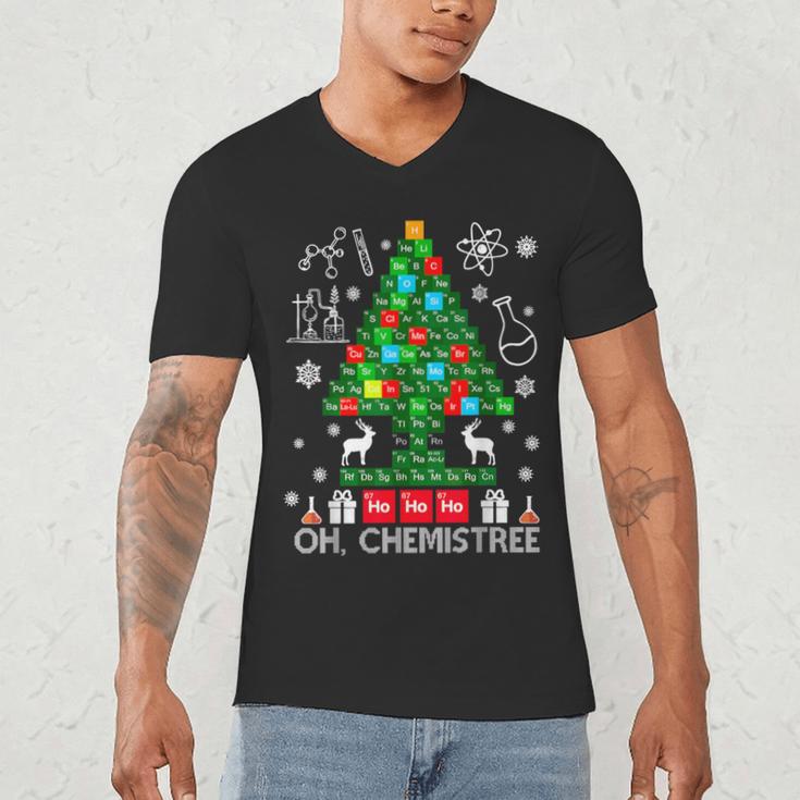Oh Chemistree Scientist Chemical Christmas Xmas Teacher Men's V-Neck T-Shirt, novelty gifts, funny gifts