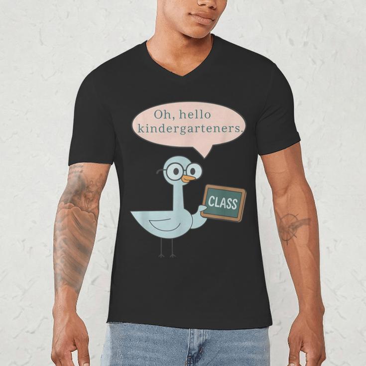 Oh Hello Kindergarteners Shirt Cute Pigeon Teacher Tee Men's V-Neck T-Shirt, novelty gifts, funny gifts