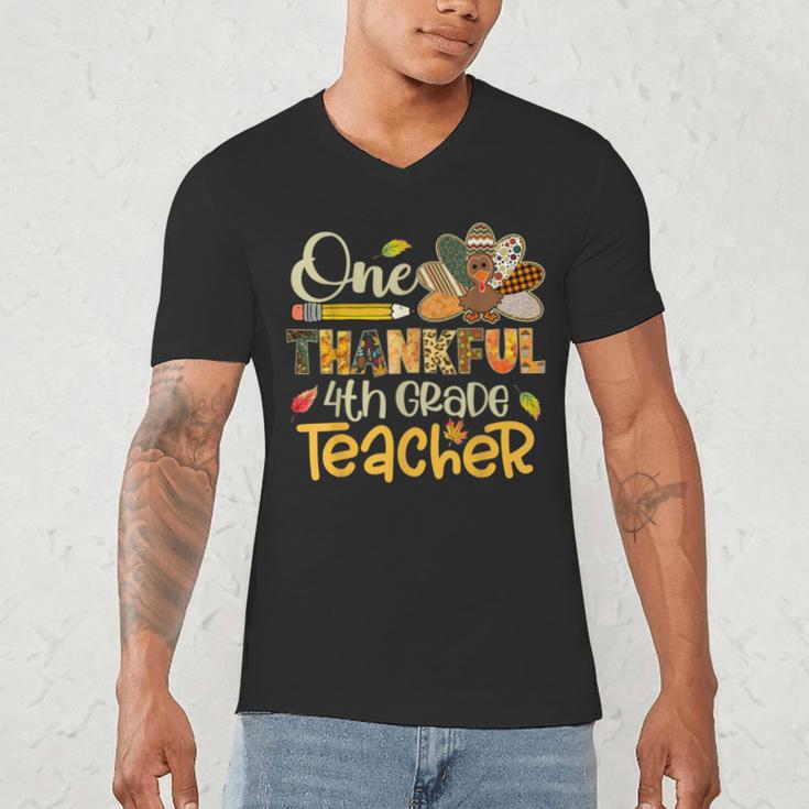One Thankful 4th Grade Teacher Turkey Leopard Thanksgiving Men's V-Neck T-Shirt, novelty gifts, funny gifts One Thankful 4th Grade Teacher Turkey Leopard Thanksgiving Men's V-Neck T-Shirt, novelty gifts, funny gifts