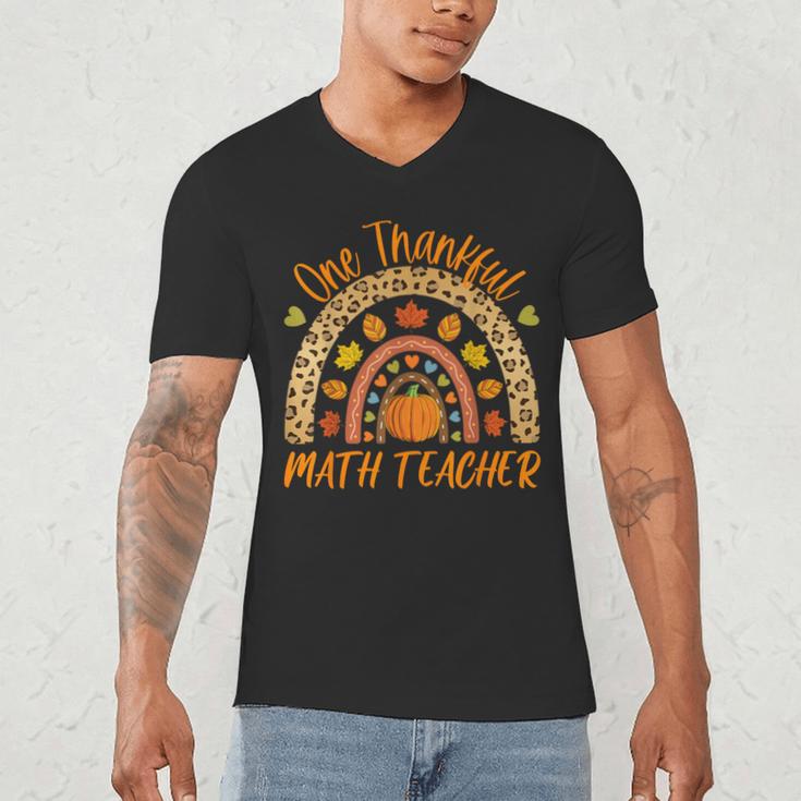 One Thankful Math Teacher Thanksgiving Autumn Fall Rainbow Men's V-Neck T-Shirt, novelty gifts, funny gifts One Thankful Math Teacher Thanksgiving Autumn Fall Rainbow Men's V-Neck T-Shirt, novelty gifts, funny gifts