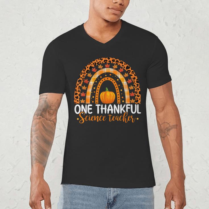 One Thankful Science Teacher Rainbow Boho Fall Thanksgiving Men's V-Neck T-Shirt, novelty gifts, funny gifts One Thankful Science Teacher Rainbow Boho Fall Thanksgiving Men's V-Neck T-Shirt, novelty gifts, funny gifts