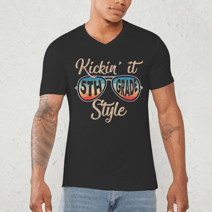 P41l Retro Kickin It 5th Grade Style Teacher Back To School For Men Women Girls Kids Men's V-Neck T-Shirt, novelty gifts, funny gifts