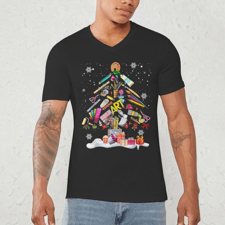 Paintbrush Christmas Tree Decor Xmas For Artist Art Teacher For Men Women Men's V-Neck T-Shirt, novelty gifts, funny gifts Paintbrush Christmas Tree Decor Xmas For Artist Art Teacher For Men Women Men's V-Neck T-Shirt, novelty gifts, funny gifts