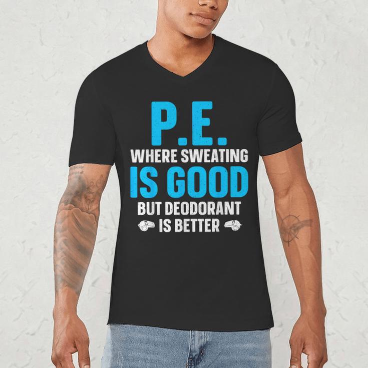 PE Teacher Art For Men Women Gym Teacher Appreciation Men's V-Neck T-Shirt, novelty gifts, funny gifts