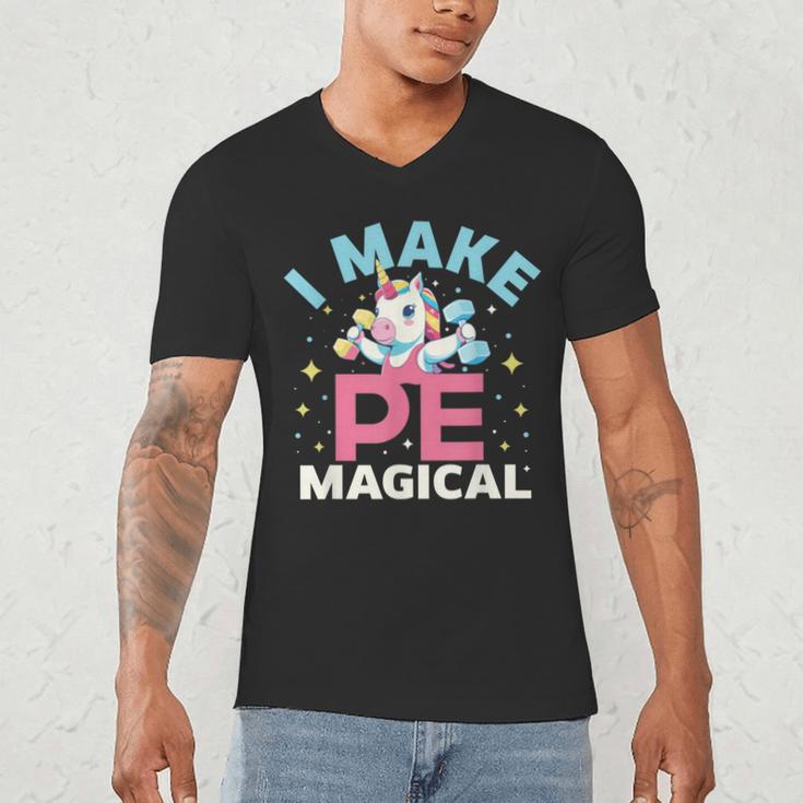 PE Teacher Unicorn I Make PE Magical Men's V-Neck T-Shirt, novelty gifts, funny gifts PE Teacher Unicorn I Make PE Magical Men's V-Neck T-Shirt, novelty gifts, funny gifts