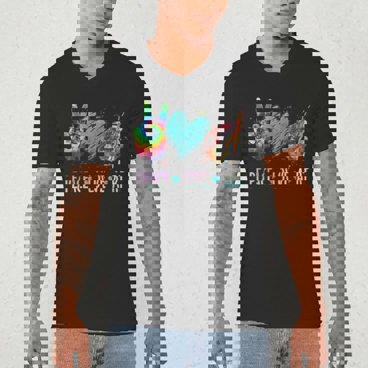 Peace Love Art Painting Palette Art Teacher Men&#x27;s V-Neck T-Shirt, novelty gifts, funny gifts