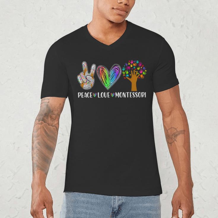 Peace Love Montessori Daycare Teacher Appreciation Men's V-Neck T-Shirt, novelty gifts, funny gifts