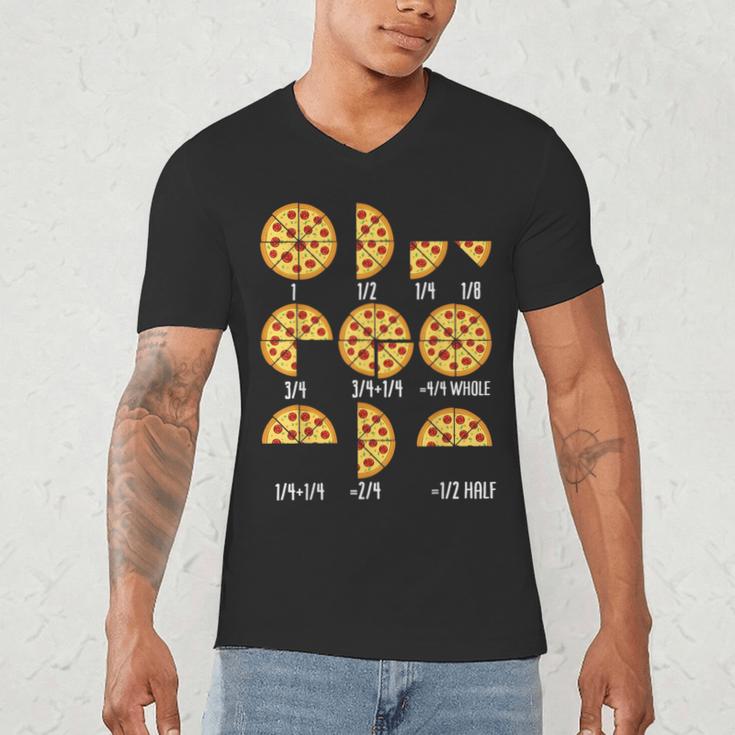 Pizza Slice Fraction Math Teacher Back To School Educational Men's V-Neck T-Shirt, novelty gifts, funny gifts