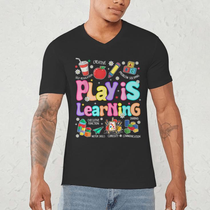 Play Is Learning Educational Teacher Women Men's V-Neck T-Shirt, novelty gifts, funny gifts Play Is Learning Educational Teacher Women Men's V-Neck T-Shirt, novelty gifts, funny gifts