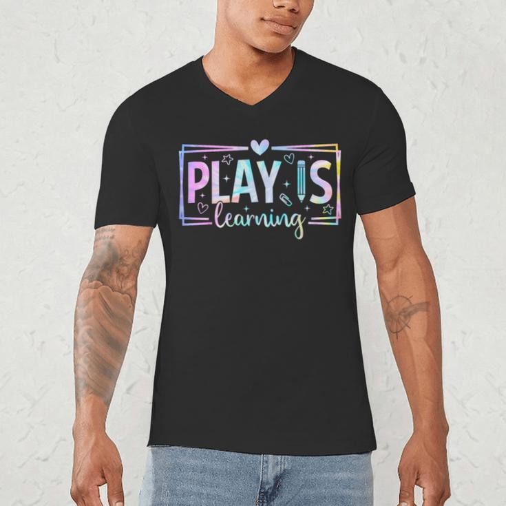 Play Is Learning Kindergarten Teacher Team Women Men's V-Neck T-Shirt, novelty gifts, funny gifts Play Is Learning Kindergarten Teacher Team Women Men's V-Neck T-Shirt, novelty gifts, funny gifts