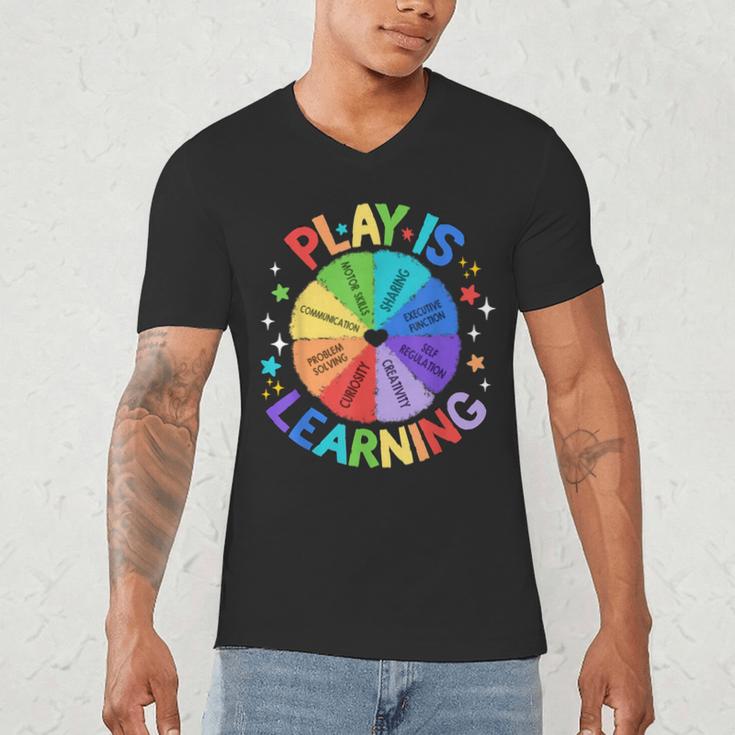 Play Is Learning Teacher Kindergarten For Men Women Kids Men's V-Neck T-Shirt, novelty gifts, funny gifts Play Is Learning Teacher Kindergarten For Men Women Kids Men's V-Neck T-Shirt, novelty gifts, funny gifts