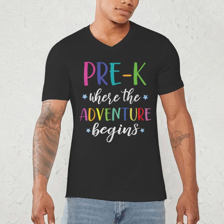 Pre-K Teacher Adventure Begins First Day Preschool Teachers Men's V-Neck T-Shirt, novelty gifts, funny gifts