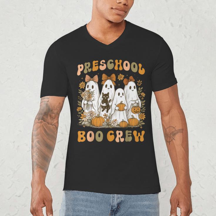Preschool Boo Crew Halloween Teacher Ghost Costume Matching Men's V-Neck T-Shirt, novelty gifts, funny gifts